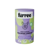 Thumbnail 200x200 for Envase cilíndrico de color morado y verde con diseño moderno, que contiene un suplemento de colágeno para perros en forma de huesitos. Destinado al cuidado de las articulaciones y la movilidad canina, con ingredientes naturales como colágeno Peptan®, glucosamina y mejillón de labios verdes de Nueva Zelanda