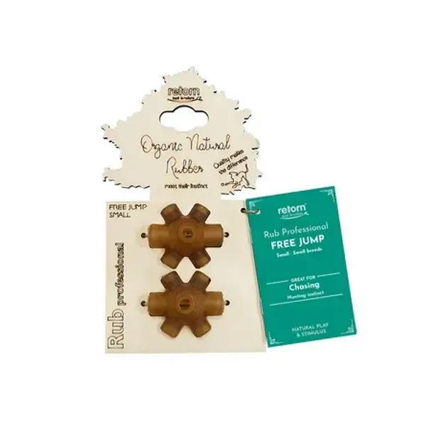 Juguete con rebote irregular y hueco rellenable para perros, fabricado con resina orgánica natural. Estimula la agilidad, el ejercicio y el entretenimiento sostenible.